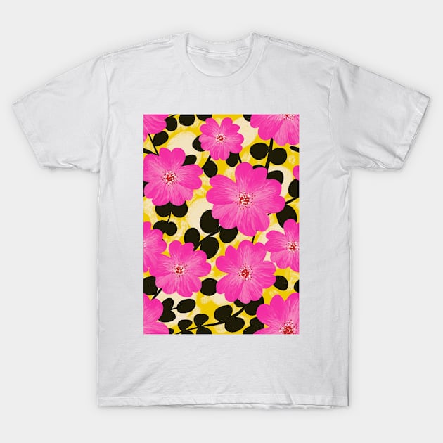 Hot Pink Colour Clash Florals T-Shirt by NattyDesigns